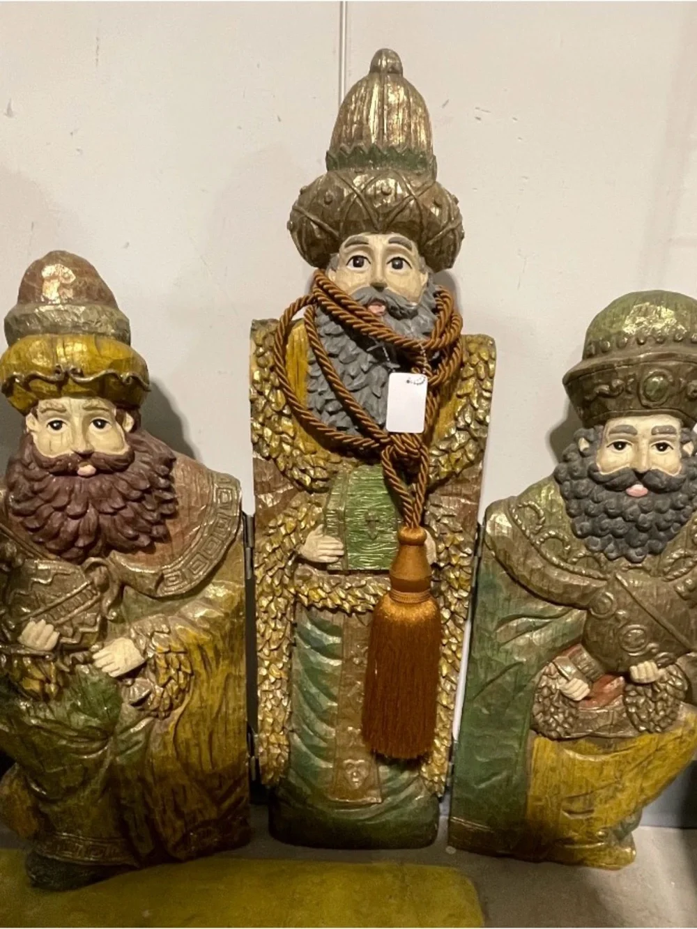 Vintage Christmas Three Wise Men Biblical Magi Fireplace Decor Folding Screen